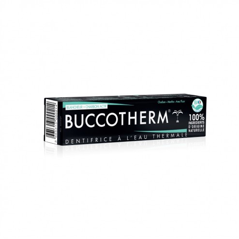 BUCCOTHERM DENTIFRICE BIO BLANCHEUR AU CHARBON NOIR AVEC FLUOR - GOUT MENTHE 75ML