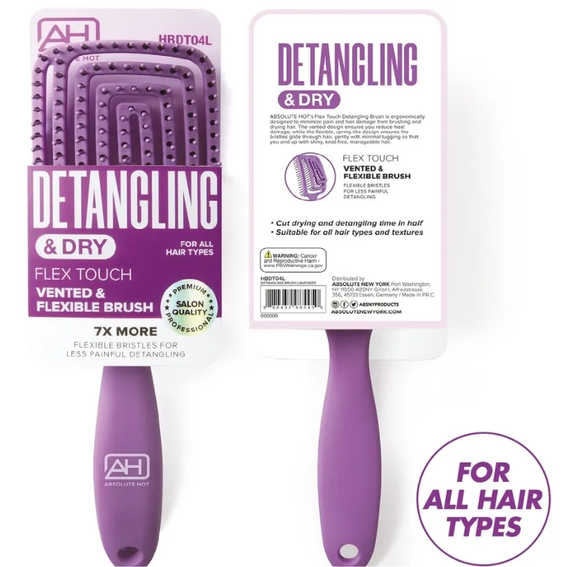 [888432985450] ABSOLUTE NY AH DETANGLING BRUSH LAVENDER HBDT04L