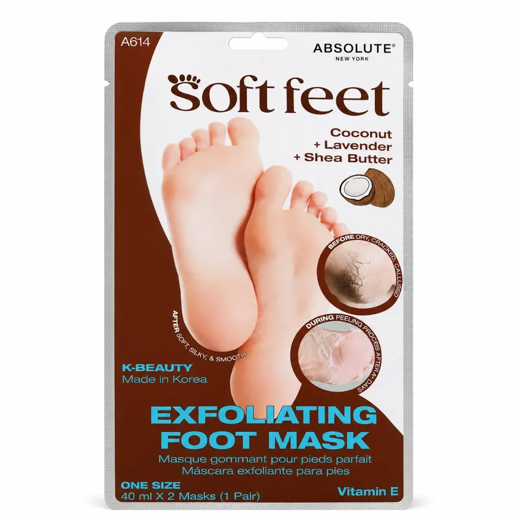 ABSOLUTE NY EXFOLIATING FOOT MASK - COCONUT A614