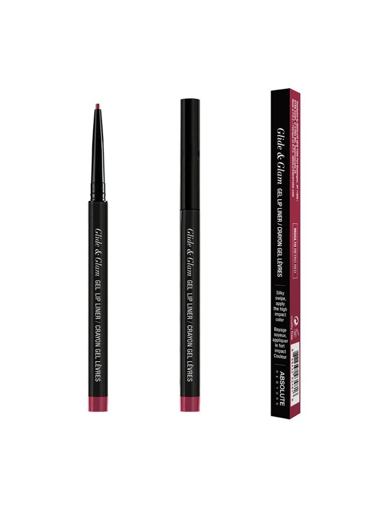 ABSOLUTE NY GLIDE ET GLAM GEL LIP LINER - RETRO RED MDGL10