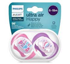 [8710103949268] AVENT SUCETTES ULTRA AIR HAPPY 6-18M FILLE PAPA-BALLON 2U