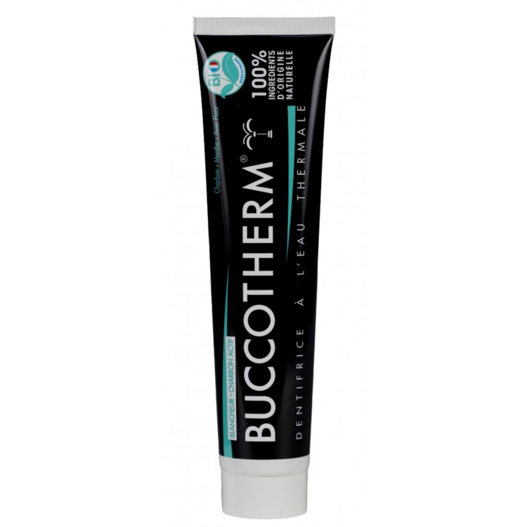 [3665313000214] BUCCOTHERM DENTIFRICE BIO BLANCHEUR AU CHARBON NOIR AVEC FLUOR - GOUT MENTHE 75ML