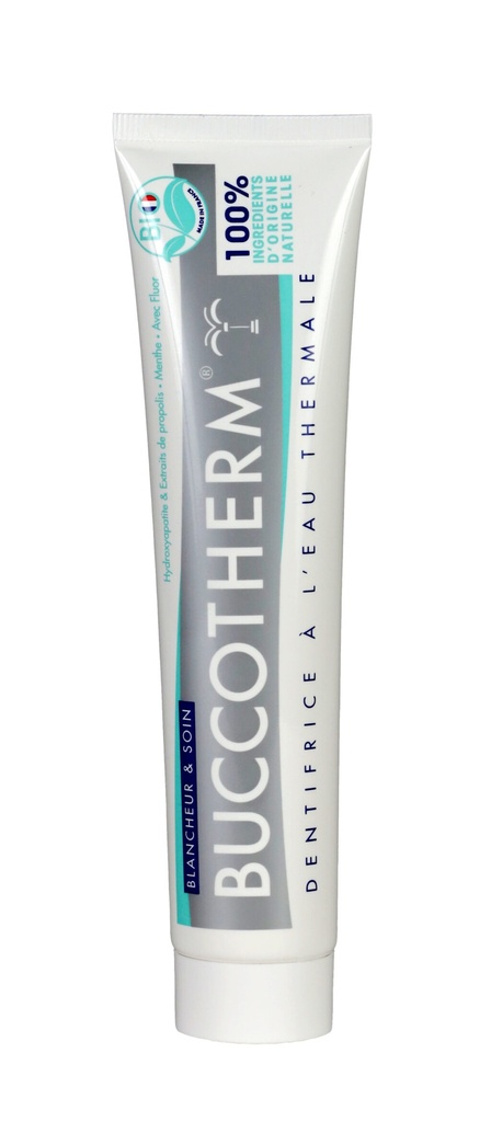 [3665313000009] BUCCOTHERM DENTIFRICE BIO BLANCHEUR ET SOIN AVEC FLUOR - GOUT MENTHE 75ML