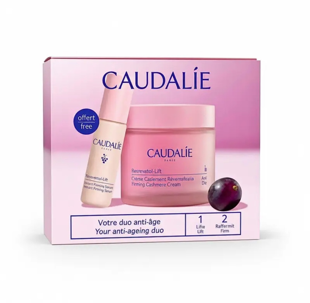 CAUDALIE COFFRET RESVERATROL-LIFT - CREME CACHEMIRE JOUR ET SERUM