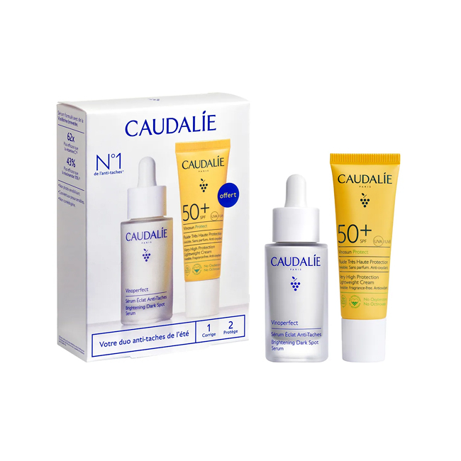 CAUDALIE PACK VINOPERFECT SERUM ECLAT ANTI-TACHES 30ML + VINOSUN PROTECT SPF50+ 25ML OFFERT