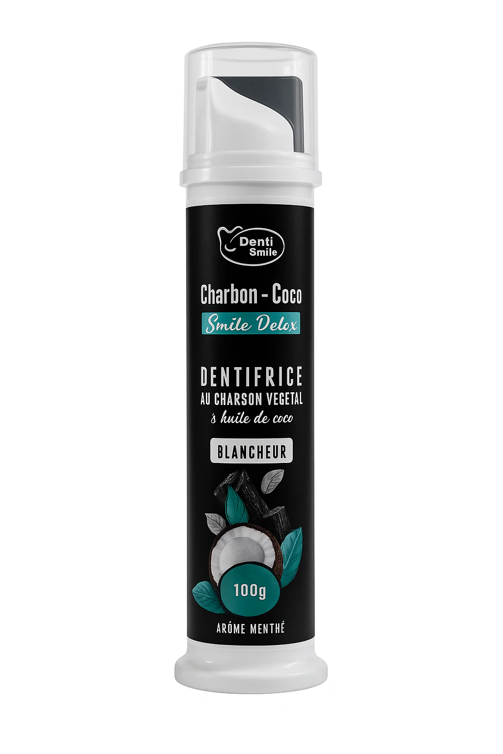 DENTI-SMILE DENTIFRICE AU CHARBON VEGETAL ET COCO - GOUT MENTHE 100G