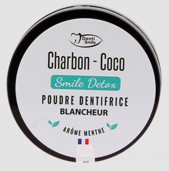 [3770012316211] DENTI-SMILE POUDRE DENTIFRICE CHARBON-COCO - GOUT MENTHE 10G
