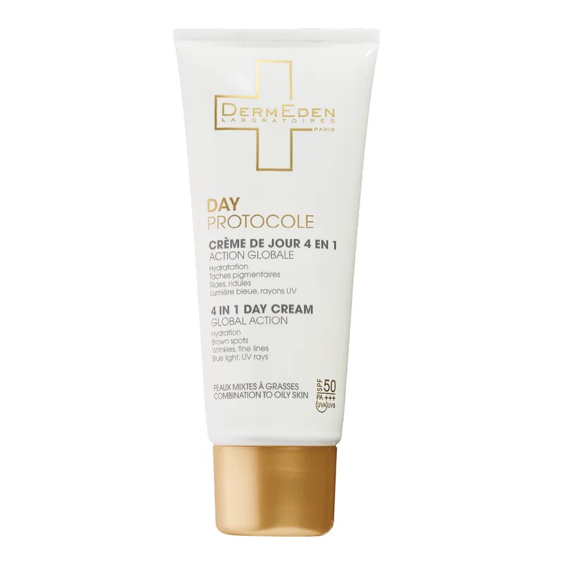 [3760192240192] DERMEDEN DAY PROTOCOLE CREME DE JOUR 4EN1 SPF50 PEAUX MIXTES A GRASSES 50ML