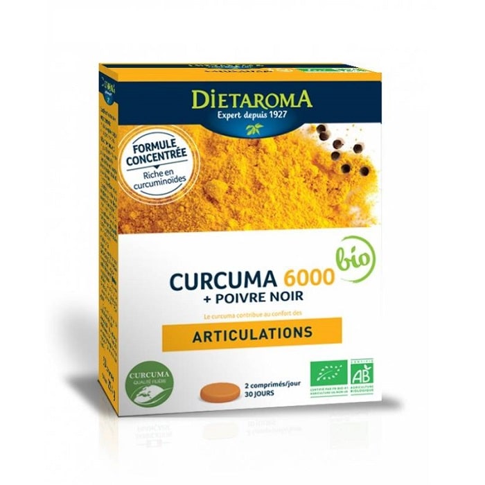 [3460340035518] DIETAROMA CURCUMA 6000 + POIVRE NOIR BIO - ARTICULATIONS - 60 COMPRIMES