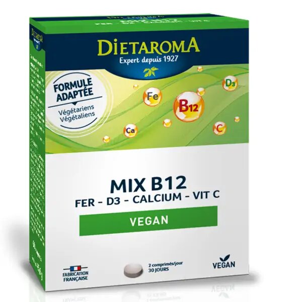 [3460341505546] DIETAROMA MIX B12 + FER + D3 + CALCIUM + VIT C VEGAN - 60 COMPRIMES