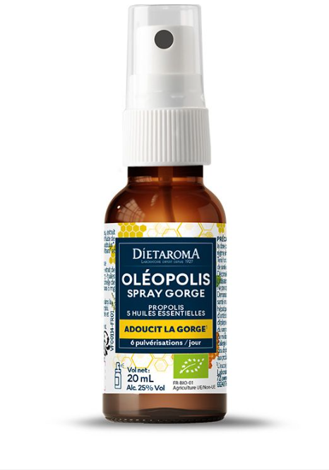 DIETAROMA SPRAY GORGE PROPOLIS + 5 HUILES ESSENTIELLES BIO - 20ML