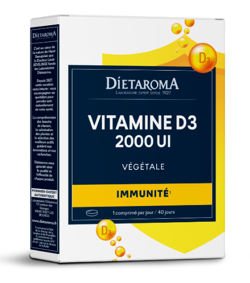 [3460341518201] DIETAROMA VITAMINE D3 VEGETALE 2000UI - IMMUNITE - 40 COMPRIMES