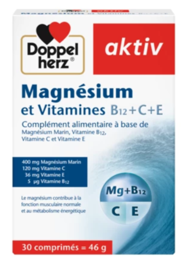 [4009932417142] DOPPELHERZ AKTIV MAGNESIUM ET VIT B12 + C + E - 30 COMPRIMES