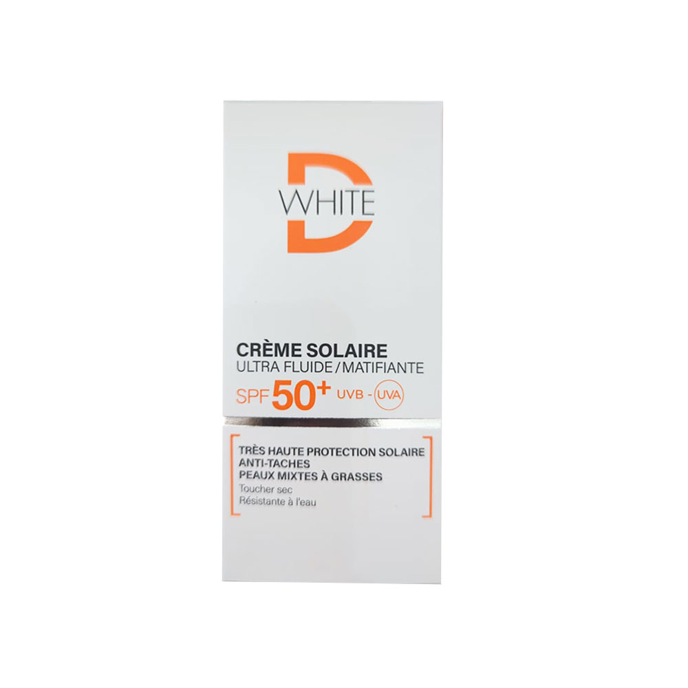 [6111266710535] D-WHITE CREME SOLAIRE ULTRA FLUIDE MATIFIANTE SPF50+ 40ML