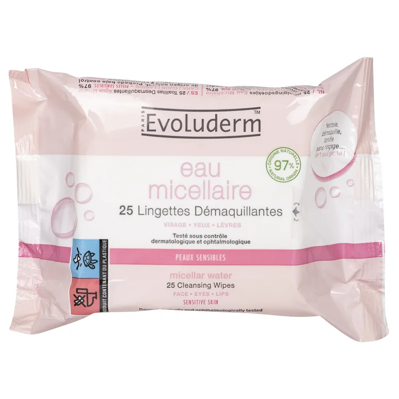 [3760100682830] EVOLUDERM EAU MICELLAIRE LINGETTES DEMAQUILLANTES 25U