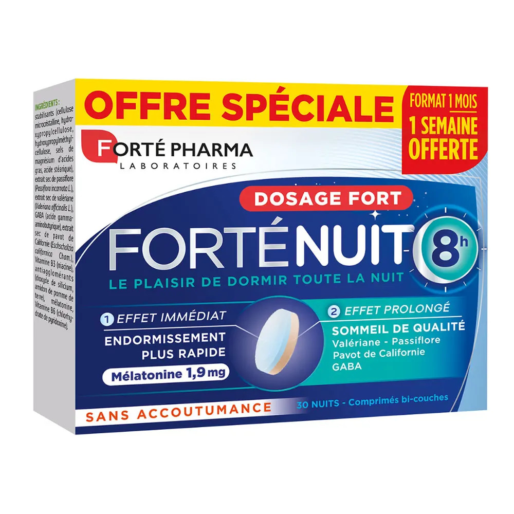 [3700221329566] FORTE PHARMA FORTE NUIT MELATONINE 1.9 MG 8H - 30 COMPRIMES