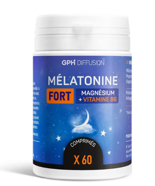 [3700216244454] GPH MELATONINE FORT, MAGNESIUM + VITAMINE B6 1.8MG - 60 COMPRIMES
