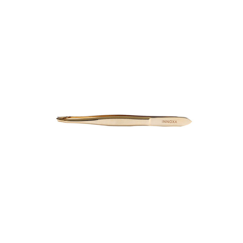[3760356151395] INNOXA PINCE A EPILER 8.9CM MORS CRABE BIAIS INOX DORE 9393