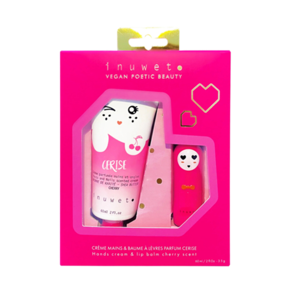 [3760355045855] INUWET PACK CREME MAINS ET BAUME A LEVRE CERISE