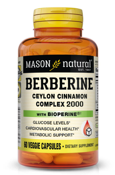 MASON NATURAL BERBERINE CEYLON CINNAMON COMPLEX 2000 WITH BIOPERINE 60 VEGGIE CAPSULES