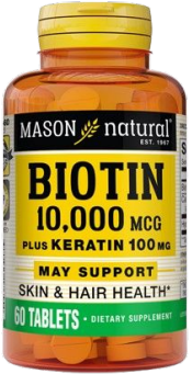 [311845176554] MASON NATURAL BIOTIN 10000MCG + KERATIN 100MG 60 TABLETS