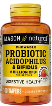 [311845168917] MASON NATURAL CHEWABLE PROBIOTIC ACIDOPHILUS ET BIFIDUS 2 BILLION CFU 100 WAFERS