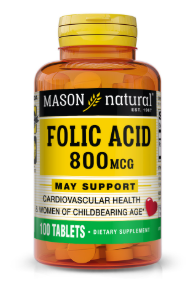[311845067616] MASON NATURAL FOLIC ACID 800MCG 100 TABLETS
