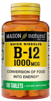 [311845096616] MASON NATURAL VITAMIN B12 1000MCG QUICK DISSOLVE 100 TABLETS