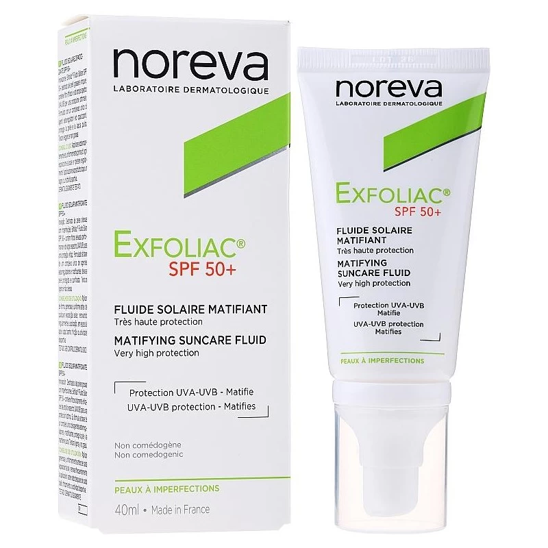 [3401397676194] NOREVA EXFOLIAC CREME FLUIDE SOLAIRE MATIFIANT SPF50+