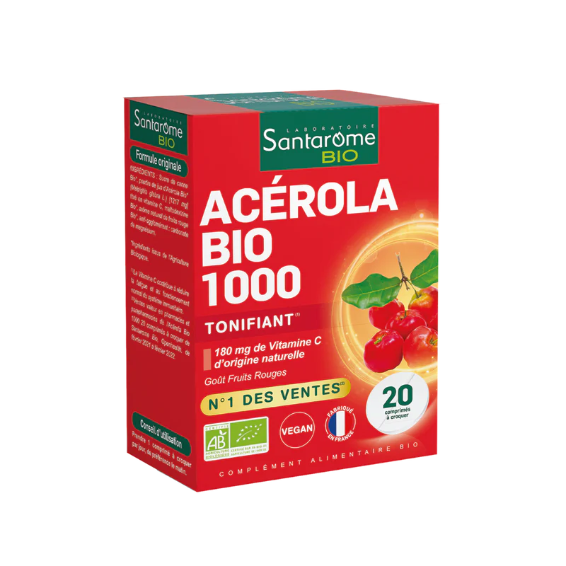 [3455540002804] SANTAROME ACEROLA BIO 1000 - 20 COMPRIMES A CROQUER