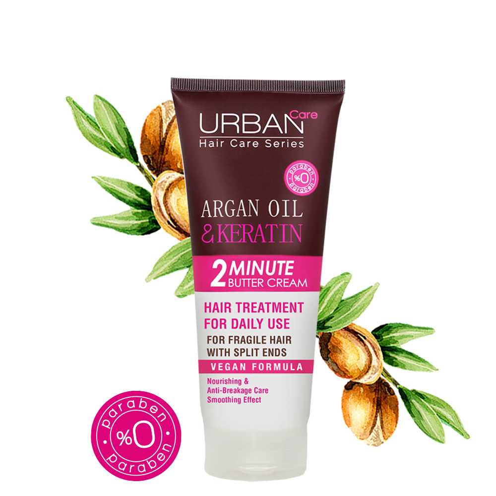 URBAN CARE ARGAN OIL ET KERATIN 2MIN BUTTER CREAM MASK 200ML