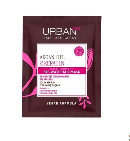 URBAN CARE ARGAN OIL ET KERATIN PRE-WASH HAIR MASK 50ML