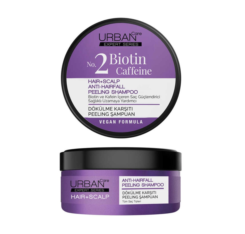 URBAN CARE EXPERT BIOTIN ET CAFFEINE N°2  HAIR+SCALP ANTI-HAIRFALL SALT PEELING SHAMPOO 200ML