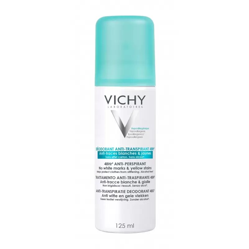 [3337871324582] VICHY DEODORANT 48H ANTI-TRANSPIRANT ANTI-TRACES BLANCHES ET JAUNES AEROSOL 125ML