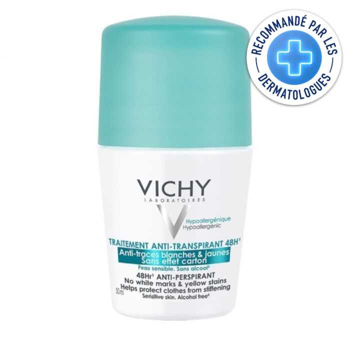 [3337871324599] VICHY DEODORANT 48H TTMT ANTI-TRANSPIRANT ANTI-TRACES BLANCHES ET JAUNES ROLL-ON 50ML