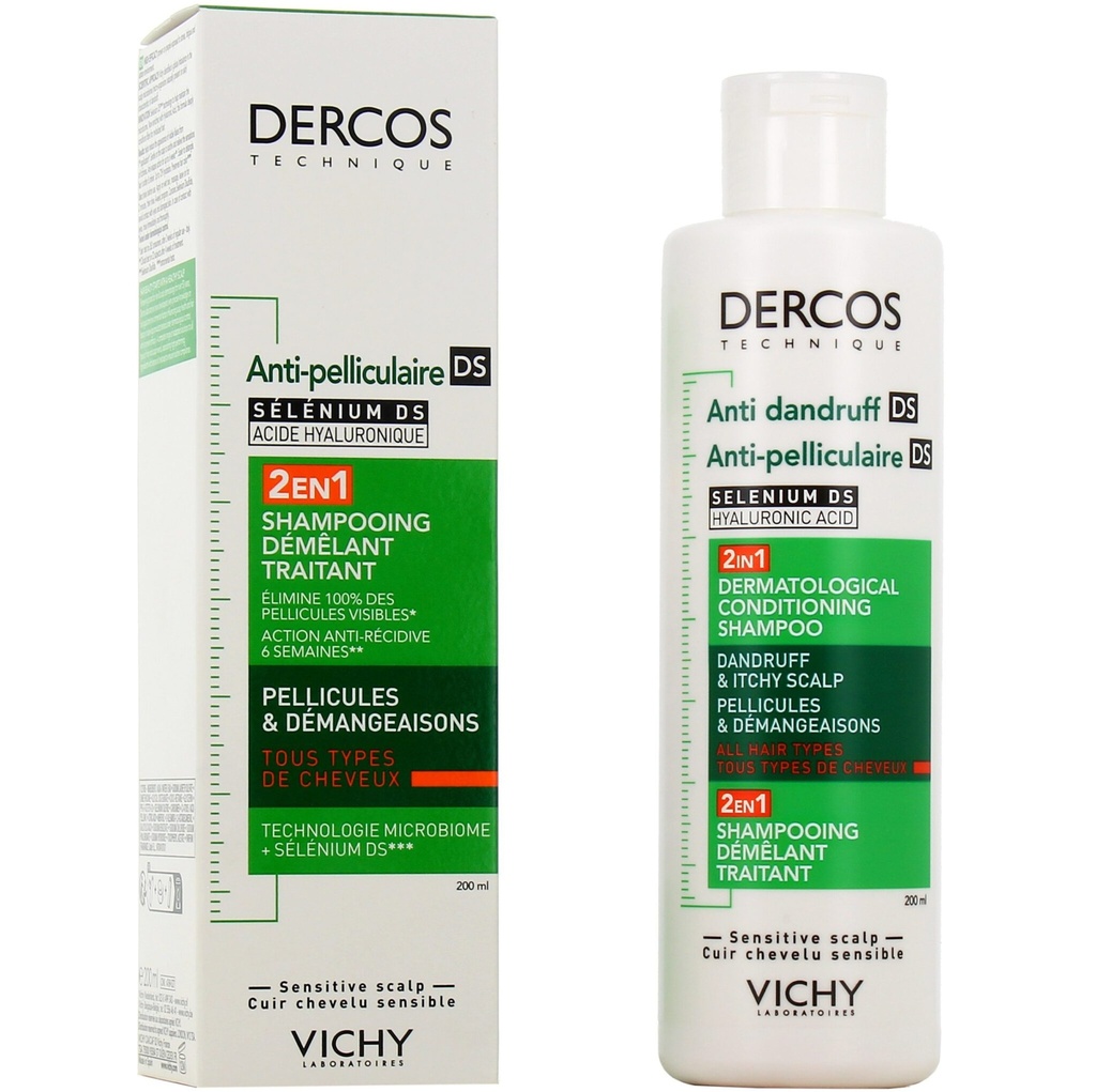 [3337875902380] VICHY DERCOS 2EN1 SHAMPOOING ANTI PELLICULAIRE + DEMELANT 200ML