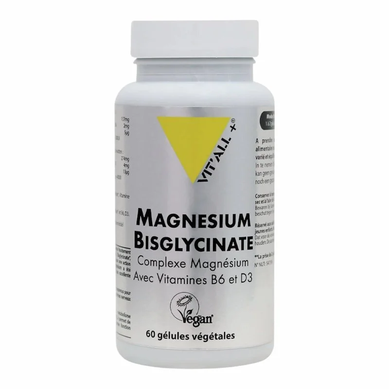 [3700195660191] VITALL+ MAGNESIUM BISGLYCINATE + VIT B6 ET D3 - 60 GELULES