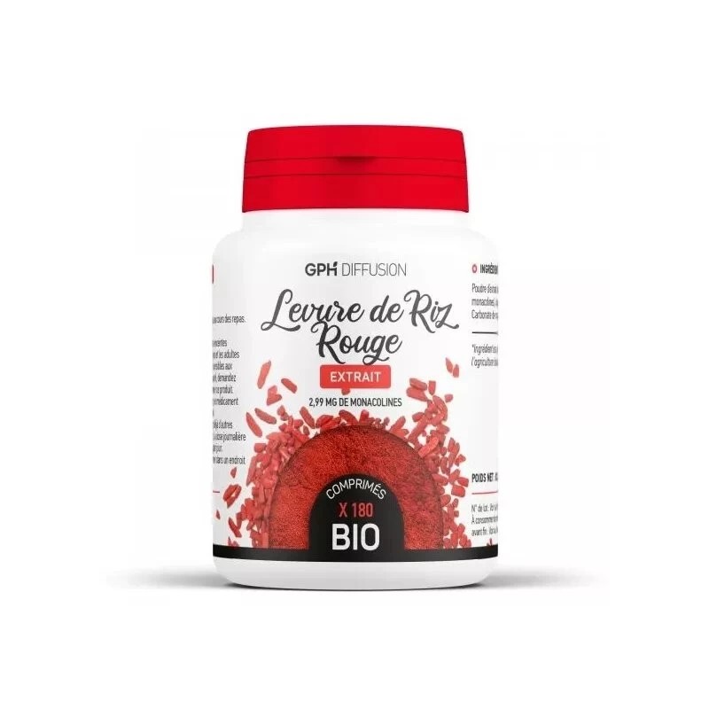 GPH EXTRAIT DE LEVURE DE RIZ ROUGE 180 COMPRIMES DOSES A 299 MG