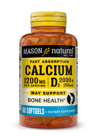 MASON NATURAL CALCIUM 1200MG + D3 2000UI 60 SOFTGELS