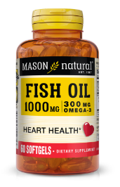 MASON NATURAL FISH OIL 1000MG + OMEGA 3 300MG 60 SOFTGELS