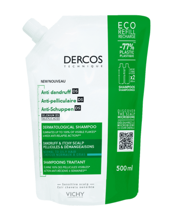 VICHY DERCOS ANTI-PELLICULAIRE - NORMAUX A GRAS RECHARGE 500ML