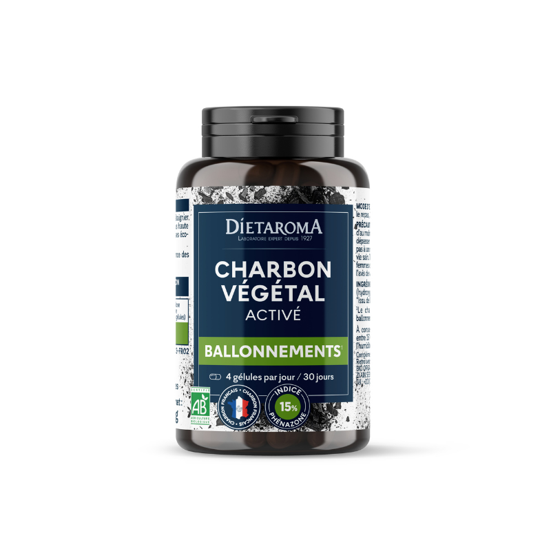 DIETAROMA CHARBON VEGETAL ACTIVE BIO - BALLONNEMENTS - 120 GELULES