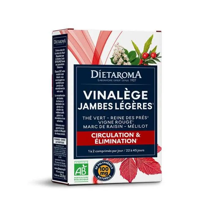 DIETAROMA VINALEGE JAMBES LEGERES BIO - CIRCULATION ET ELIMINATION - 45 COMPRIMES