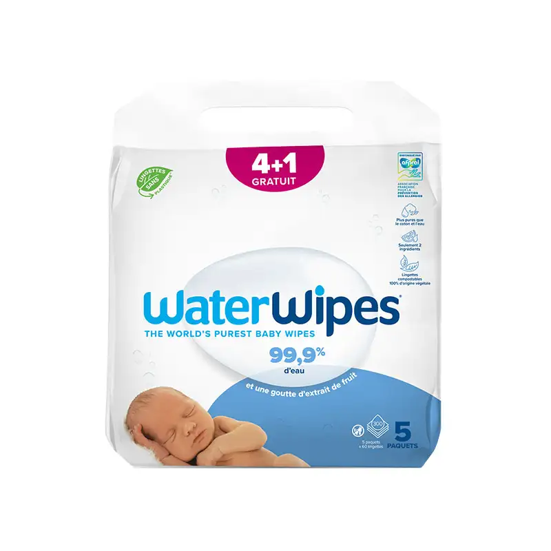WATERWIPES LINGETTES BEBE 5*60U